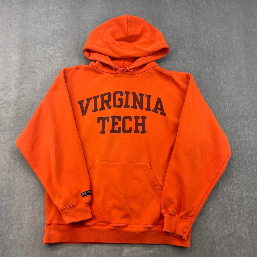 Virginia Tech Jansport Men‎ Medium Orange Hoodie Pullover Collegiate Graphic